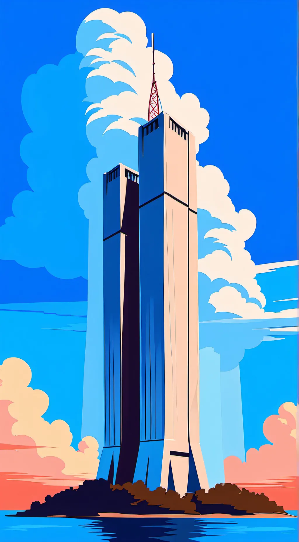 ai character: twin towers background