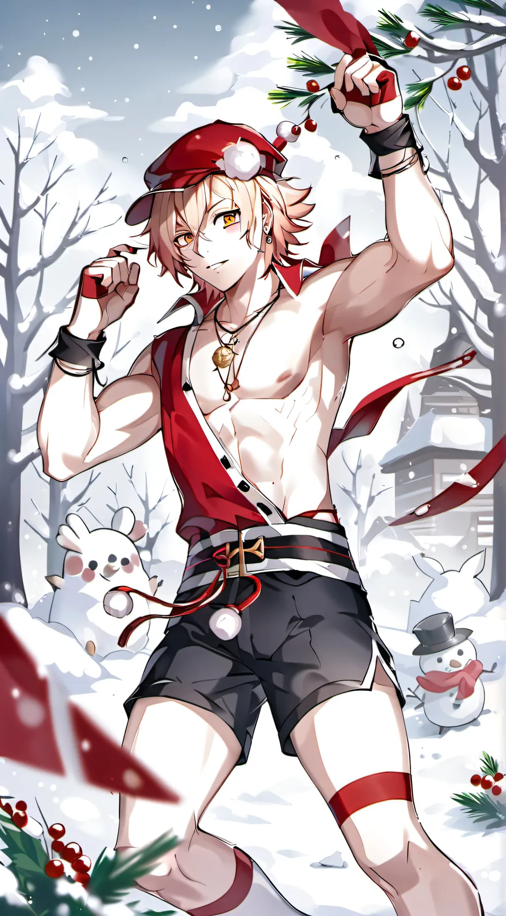 ai character: Christmas bakugo  background