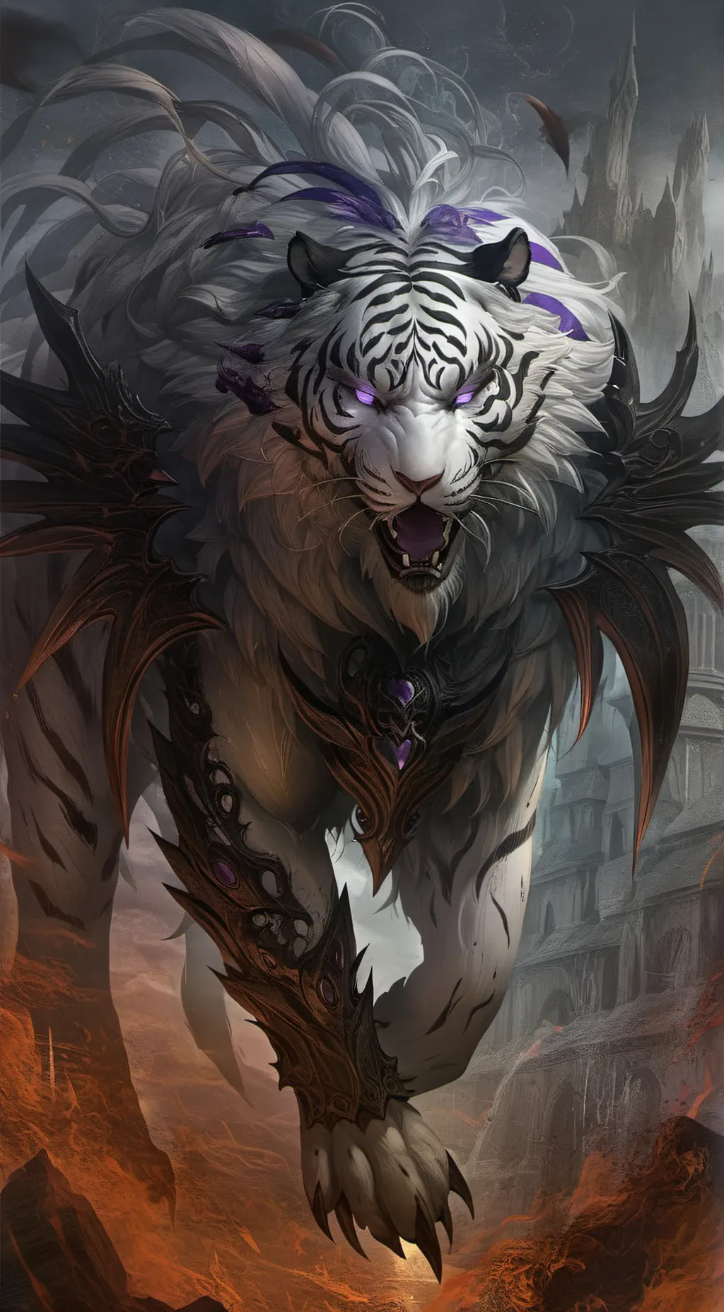 ai character: white tiger background