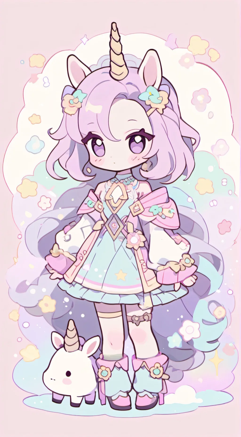 ai character: Rainbow background