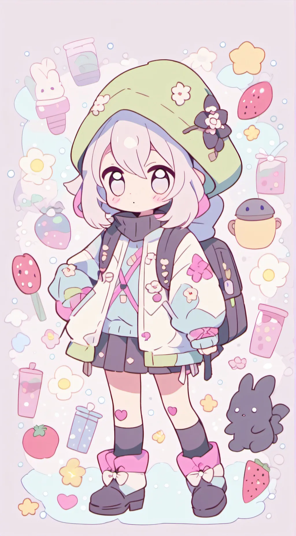 ai character: cotton ball background