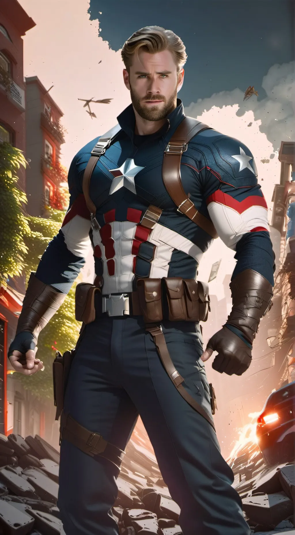 ai character: Captain America  background