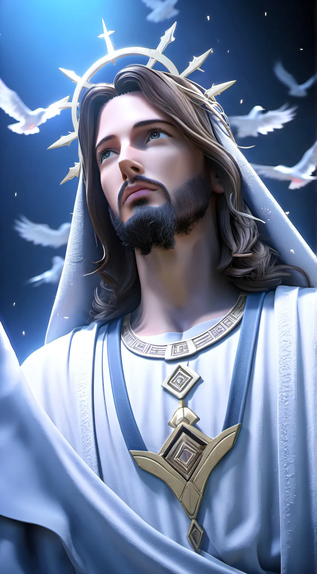 ai character: Jesus  background