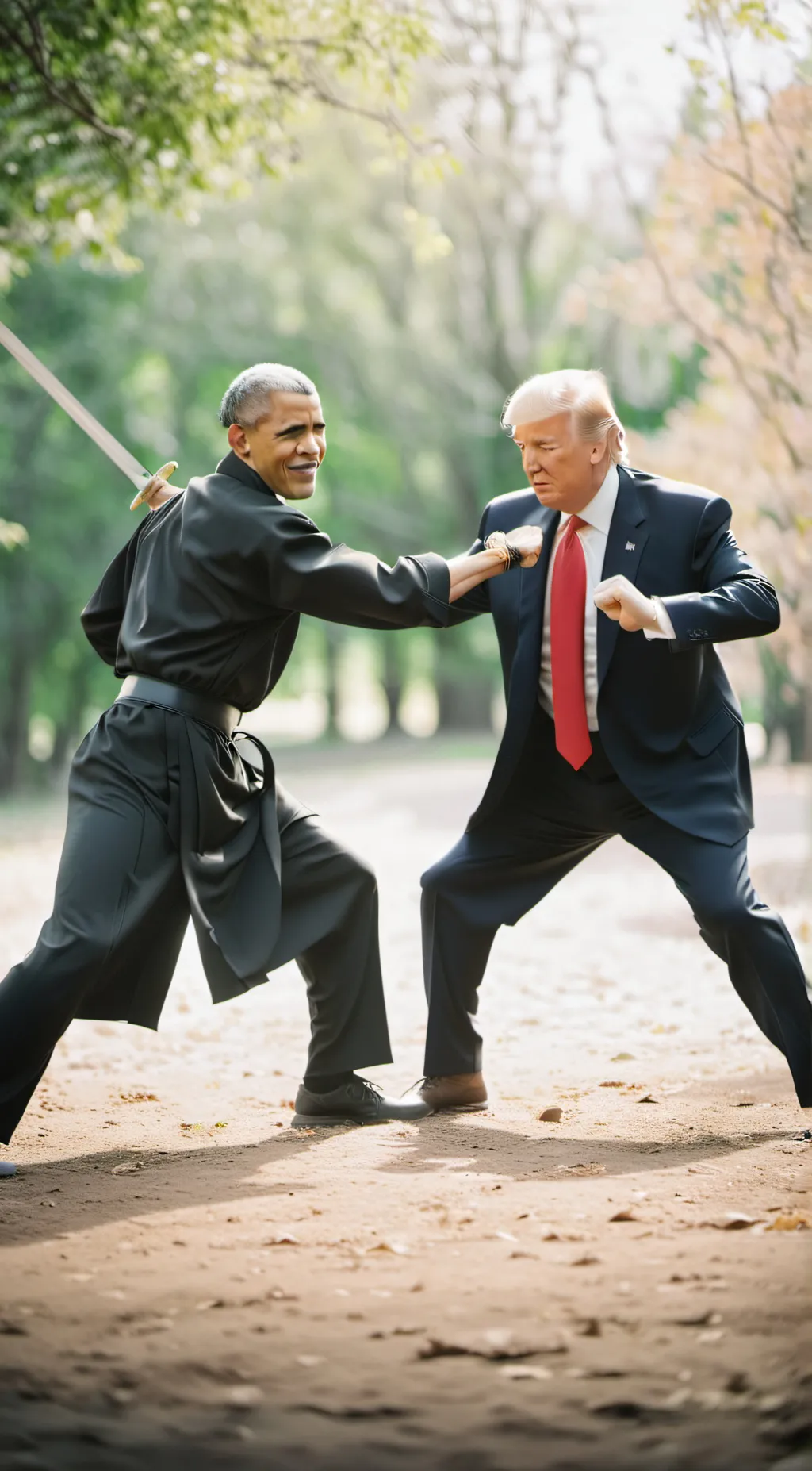ai character: Obama VS Trump background