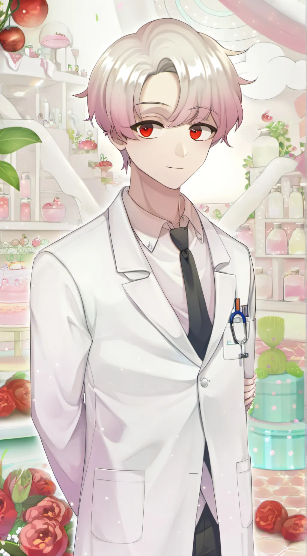 ai character: Red background