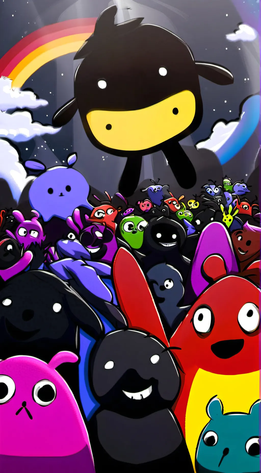 ai character: Rainbow friends  background