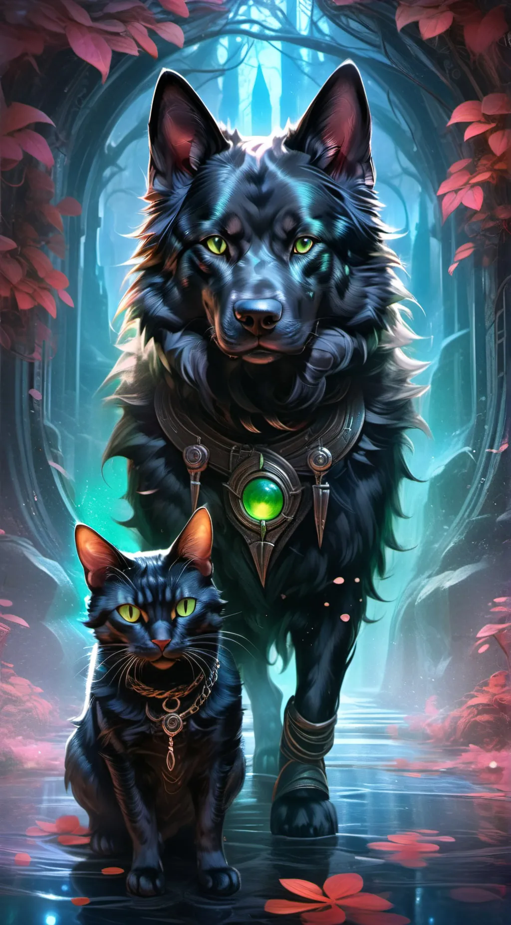 ai character: Bull and moss background