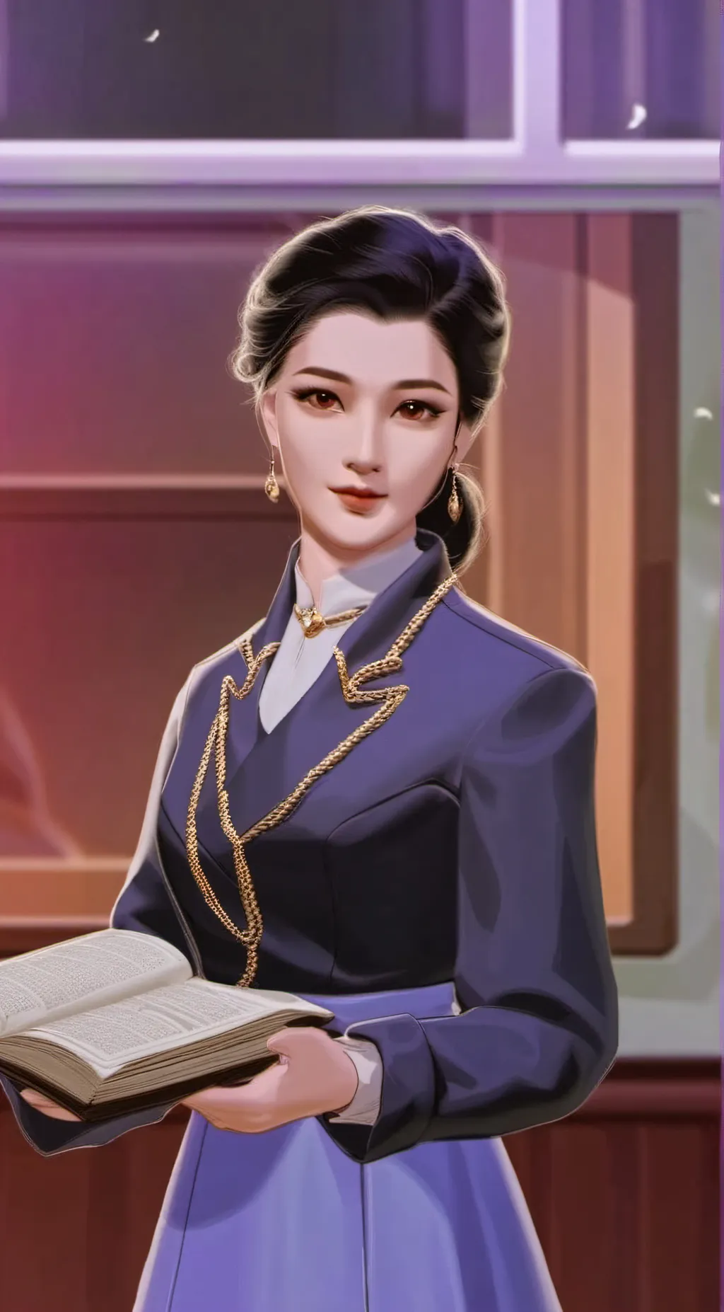 ai character: miss delight background