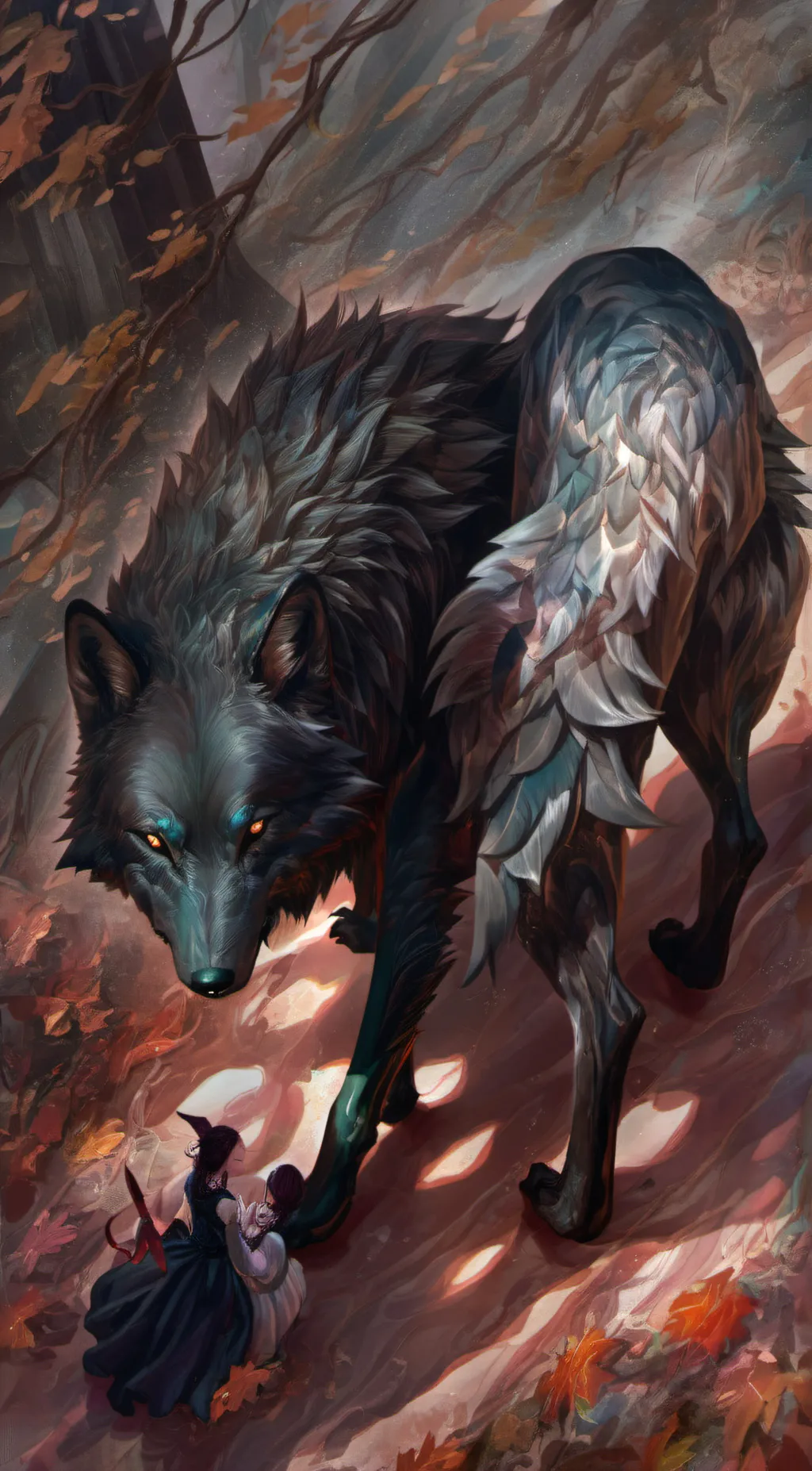 ai character: Shadow wolves  background