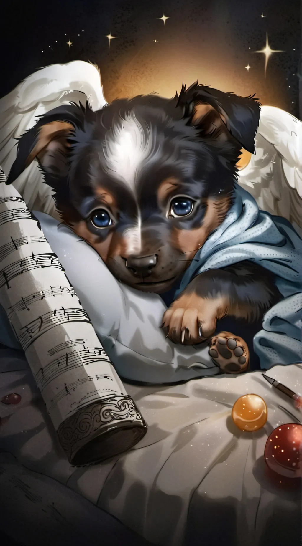 ai character: Angel boy  background