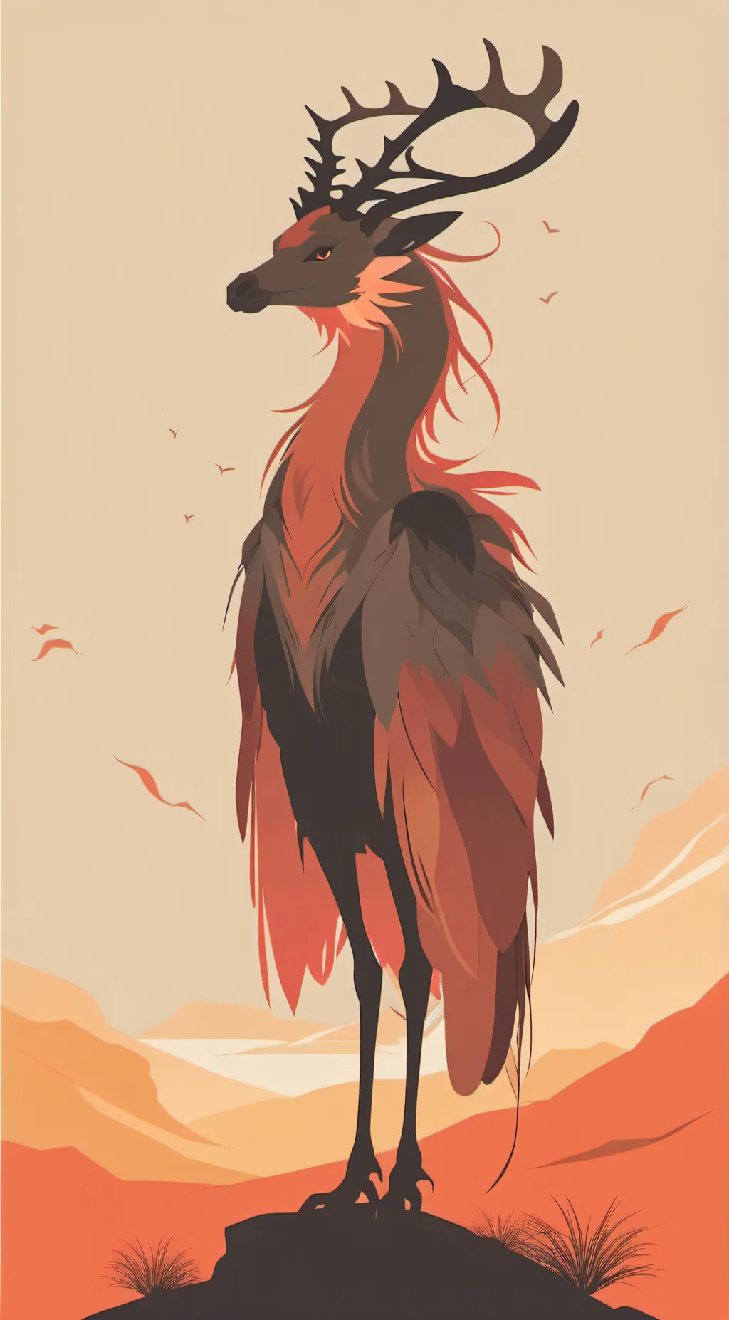 ai character: reindeer bird background