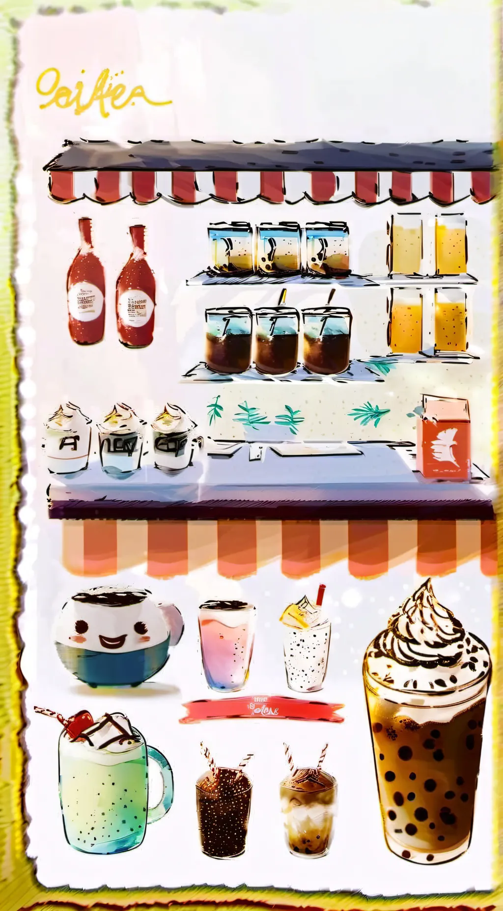 ai character: Kawaii caffe  background