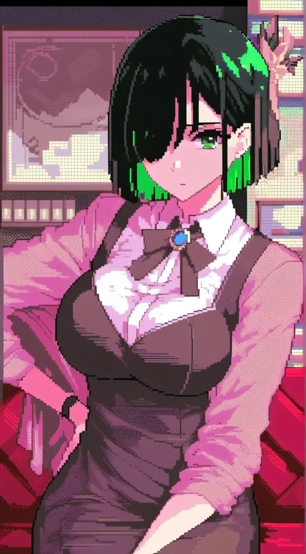 ai character: Violet background