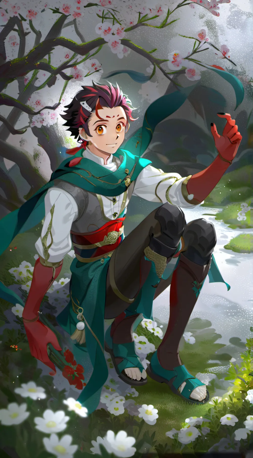 ai character: Tanjiro  background