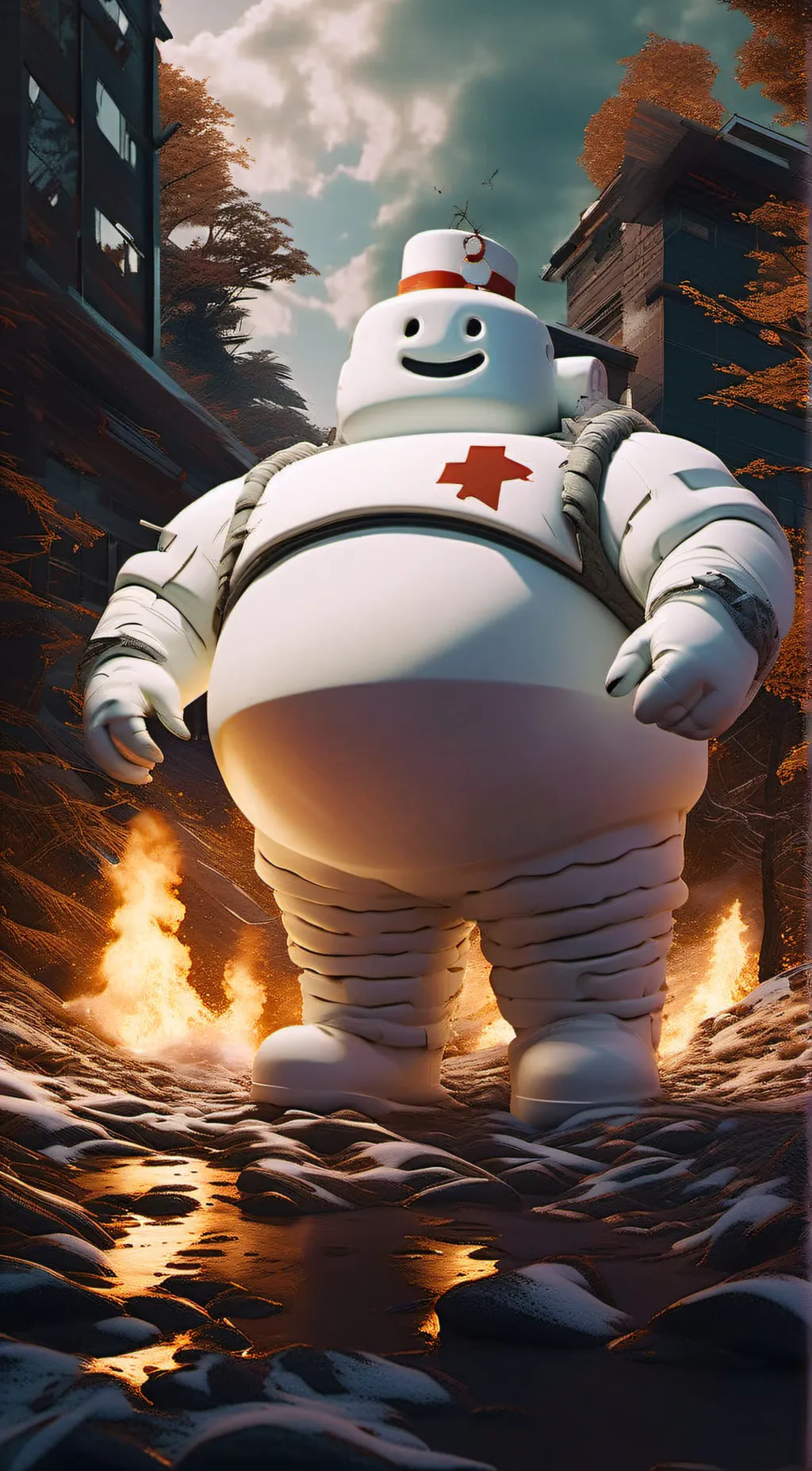 ai character: Marshmallow man background
