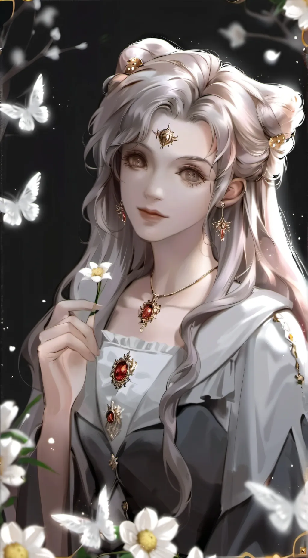 ai character: lunar,daisy background