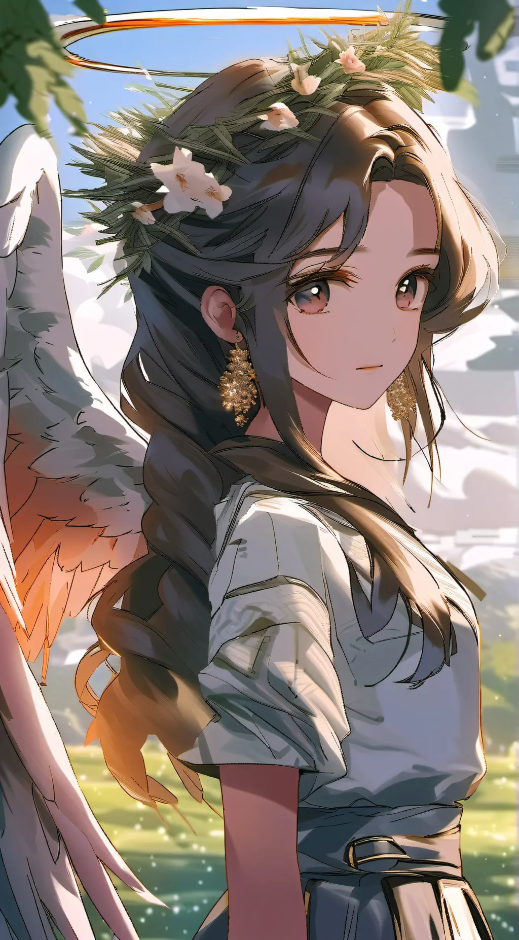 ai character: girl of angels background