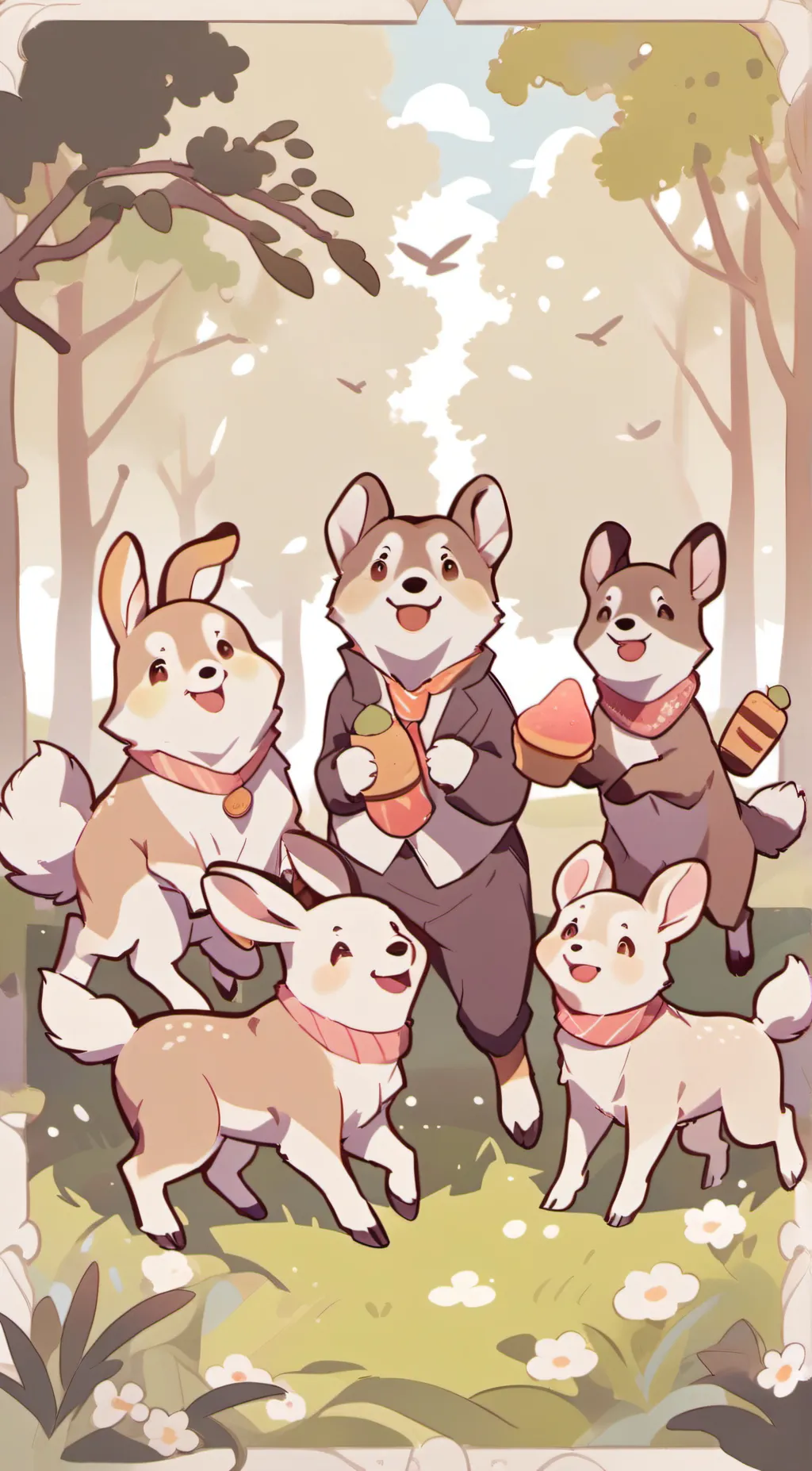 ai character: smiling critters background