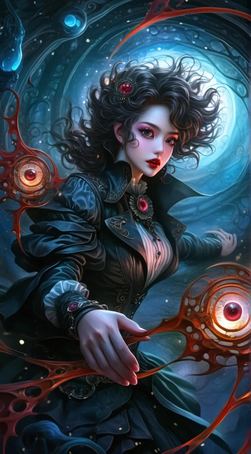 ai character: Black heart background