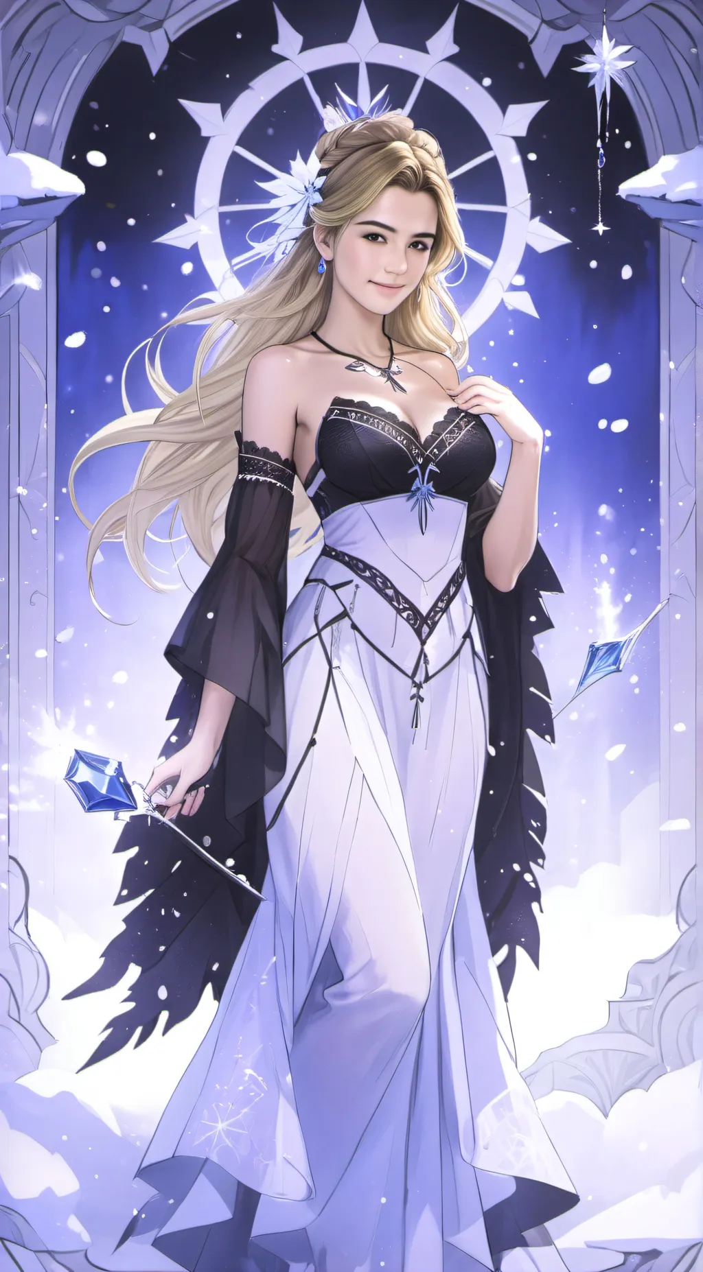 ai character: ice goddess  background
