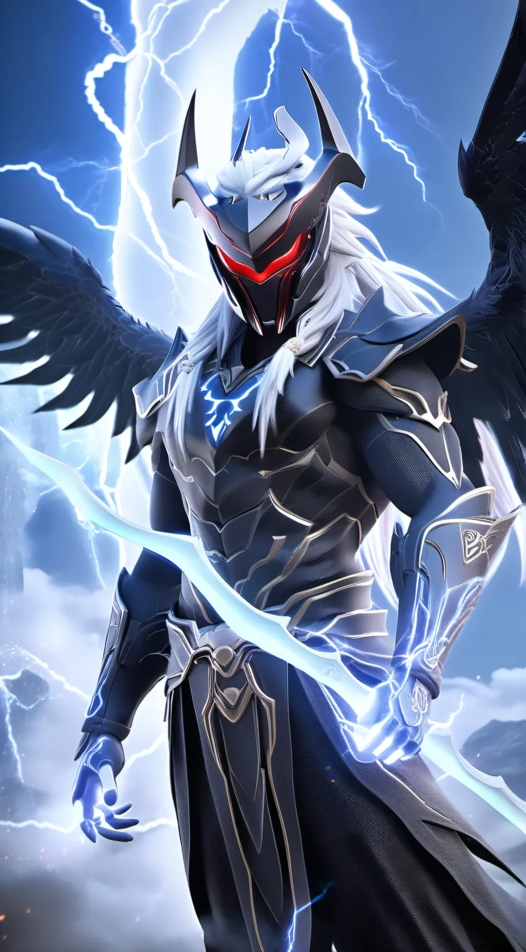 ai character: lightning background