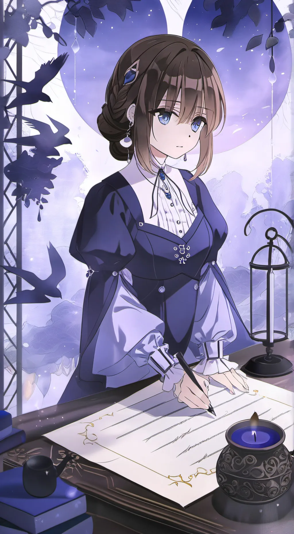 ai character: Violet background