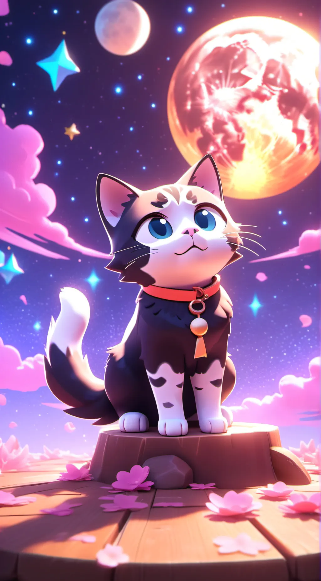 ai character: sun and moon  background