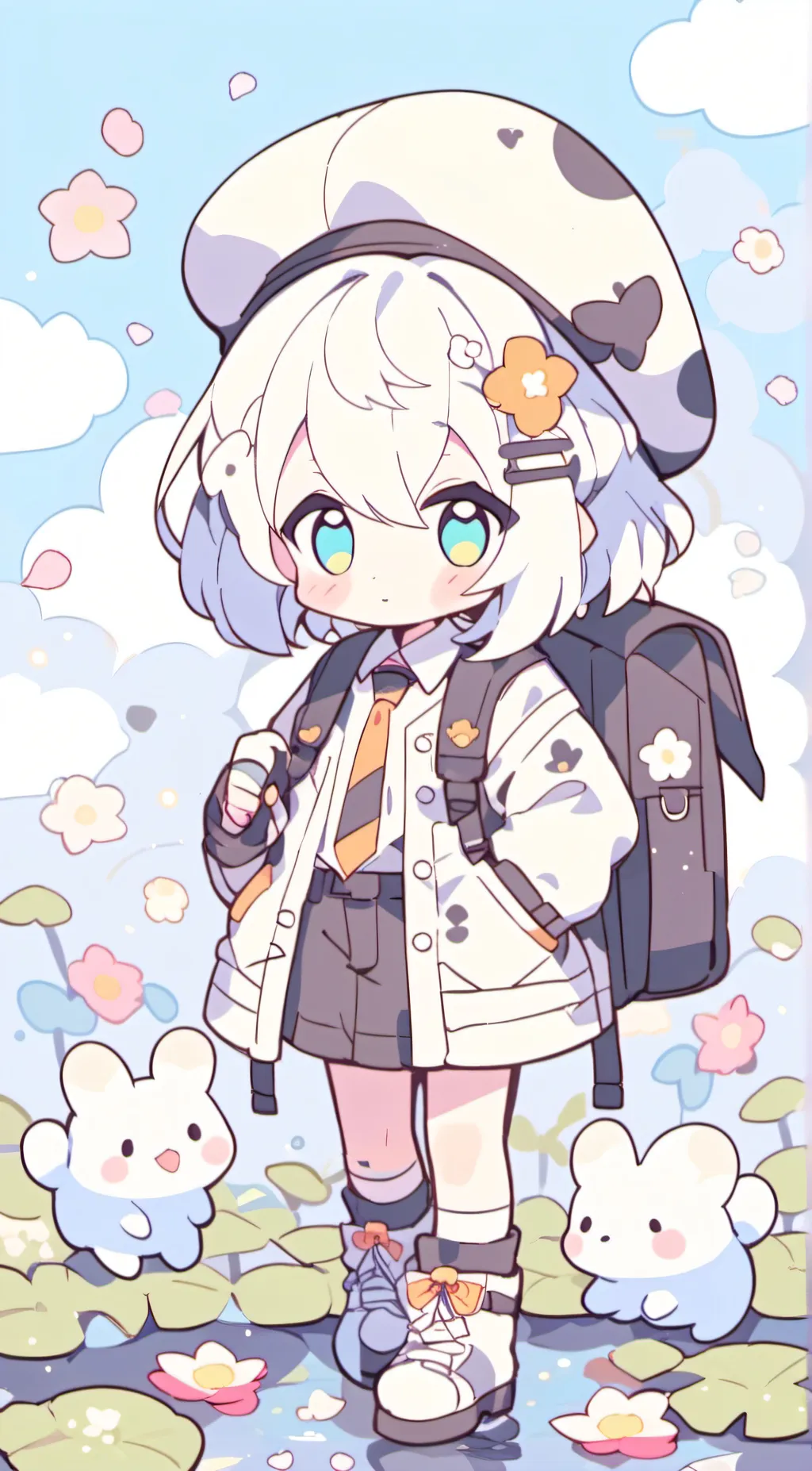 ai character: black and white background