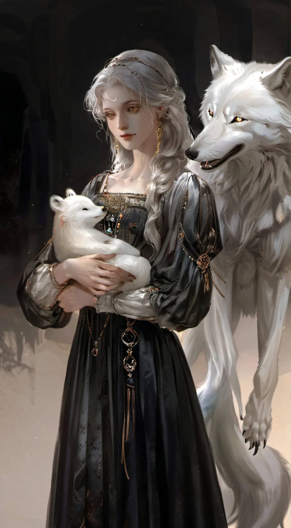 ai character: Luna,Wolf Mother background