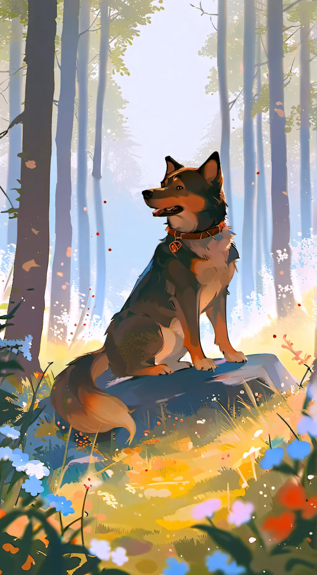 ai character: furry forest background