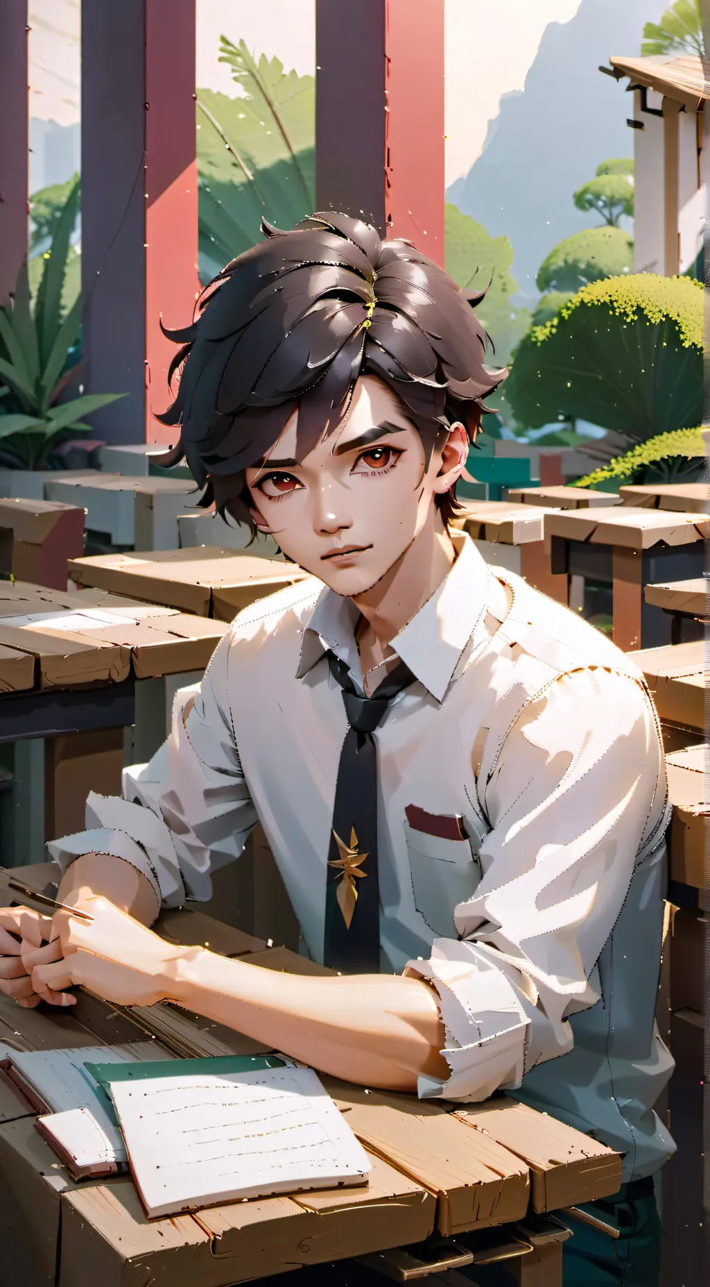 ai character: Kevin vercolo  background