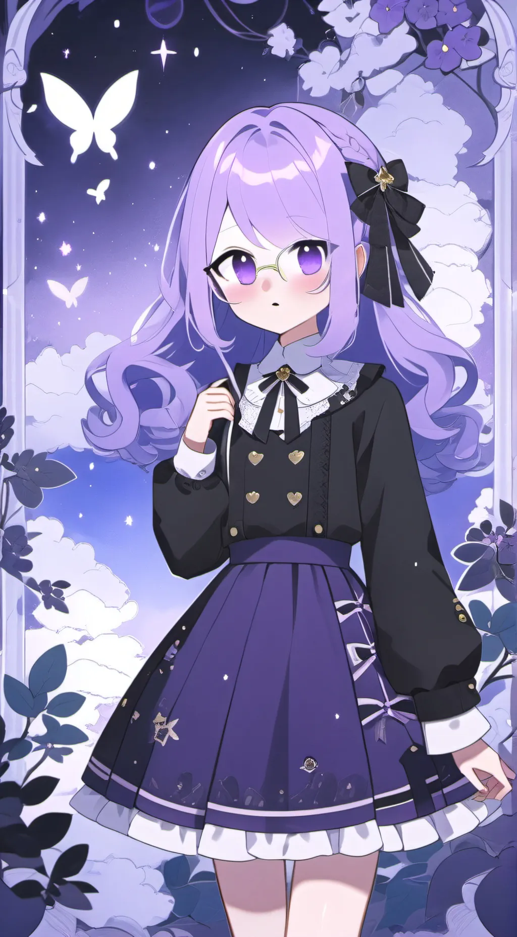 ai character: Purple haired girl background