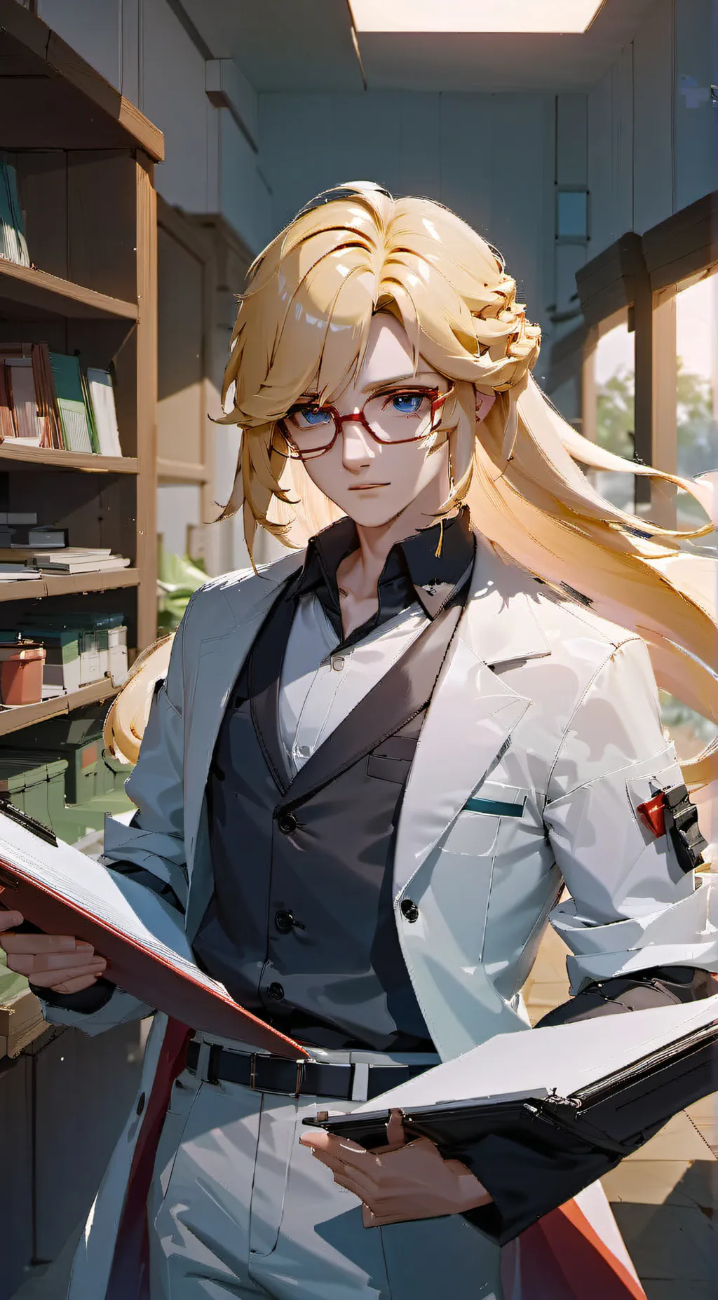 ai character: Dr silver background