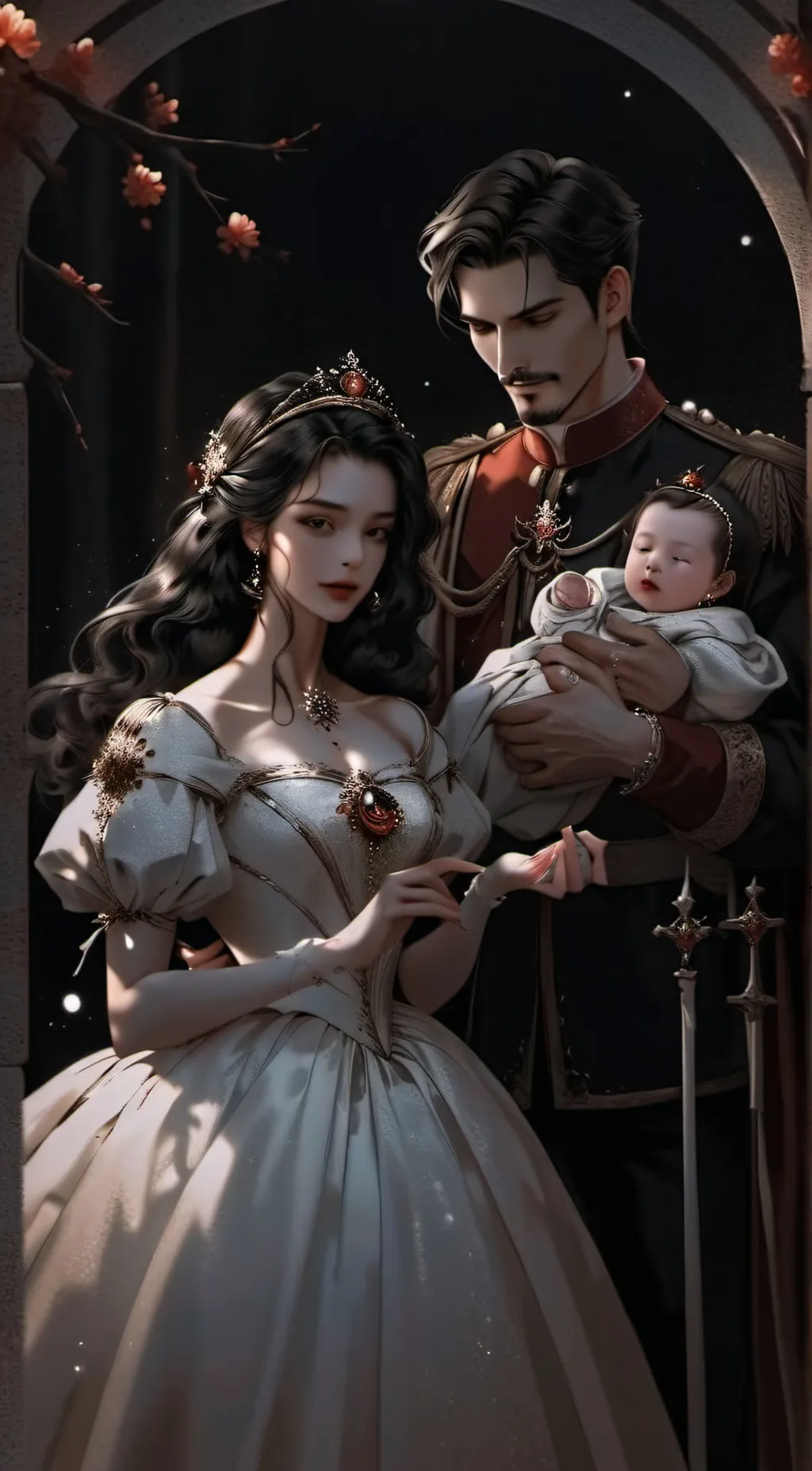 ai character: Edward and baby  background