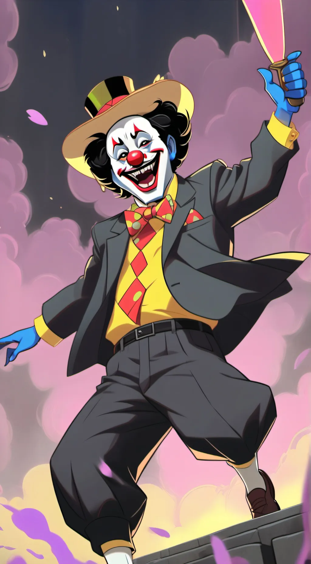 ai character: Crípy clown background