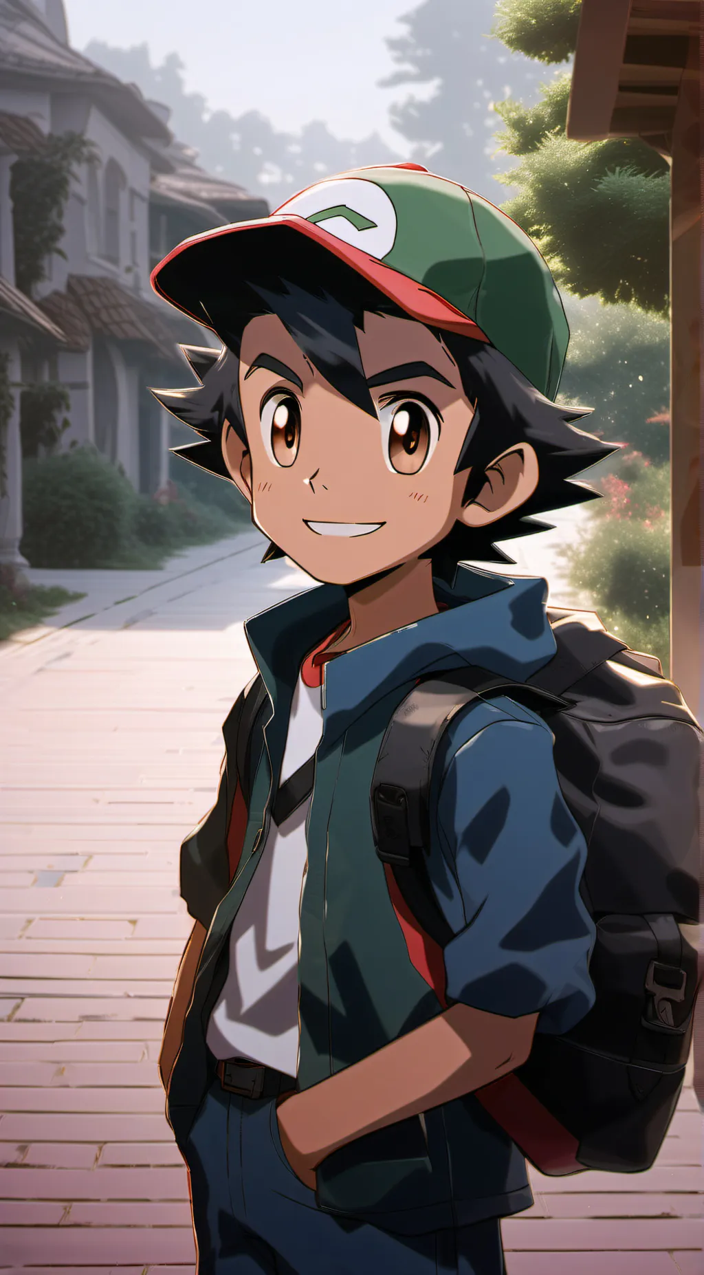 ai character: Savage ash Ketchum background
