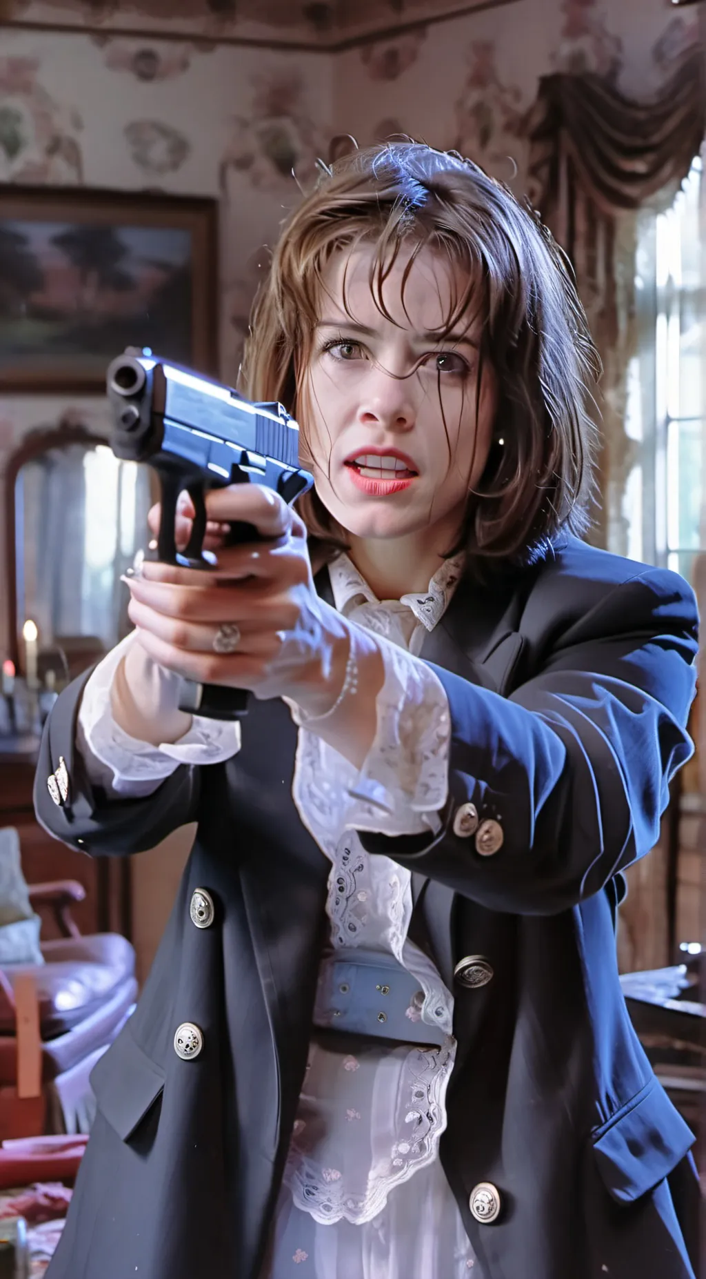 ai character: Sydney Prescott  background