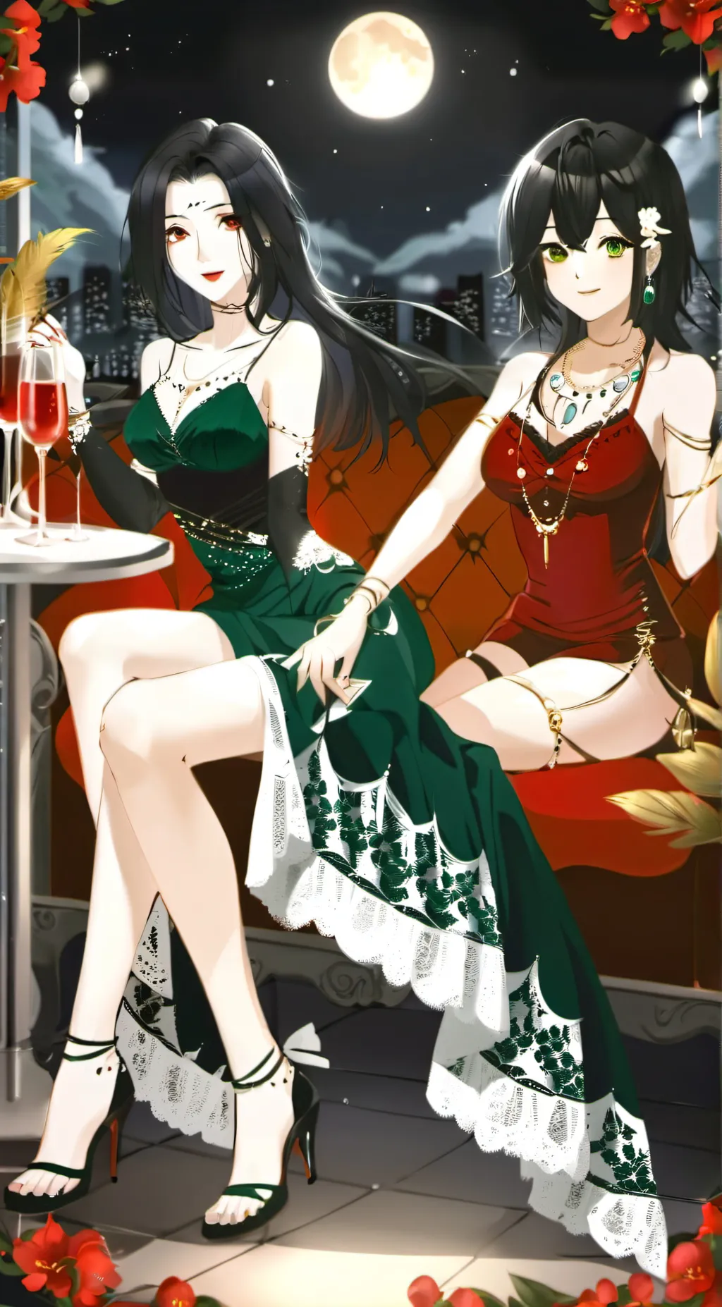 ai character: Violet and Sophie  background