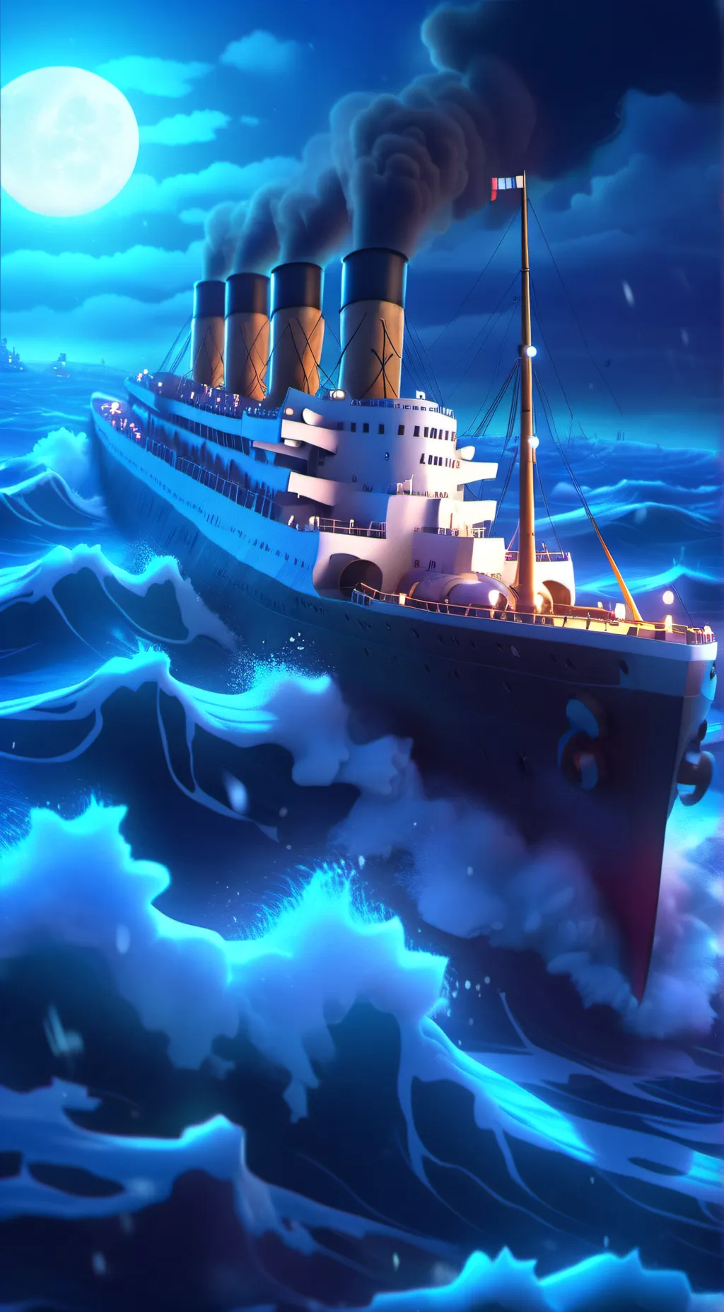 ai character: Titanic ship 1912 background