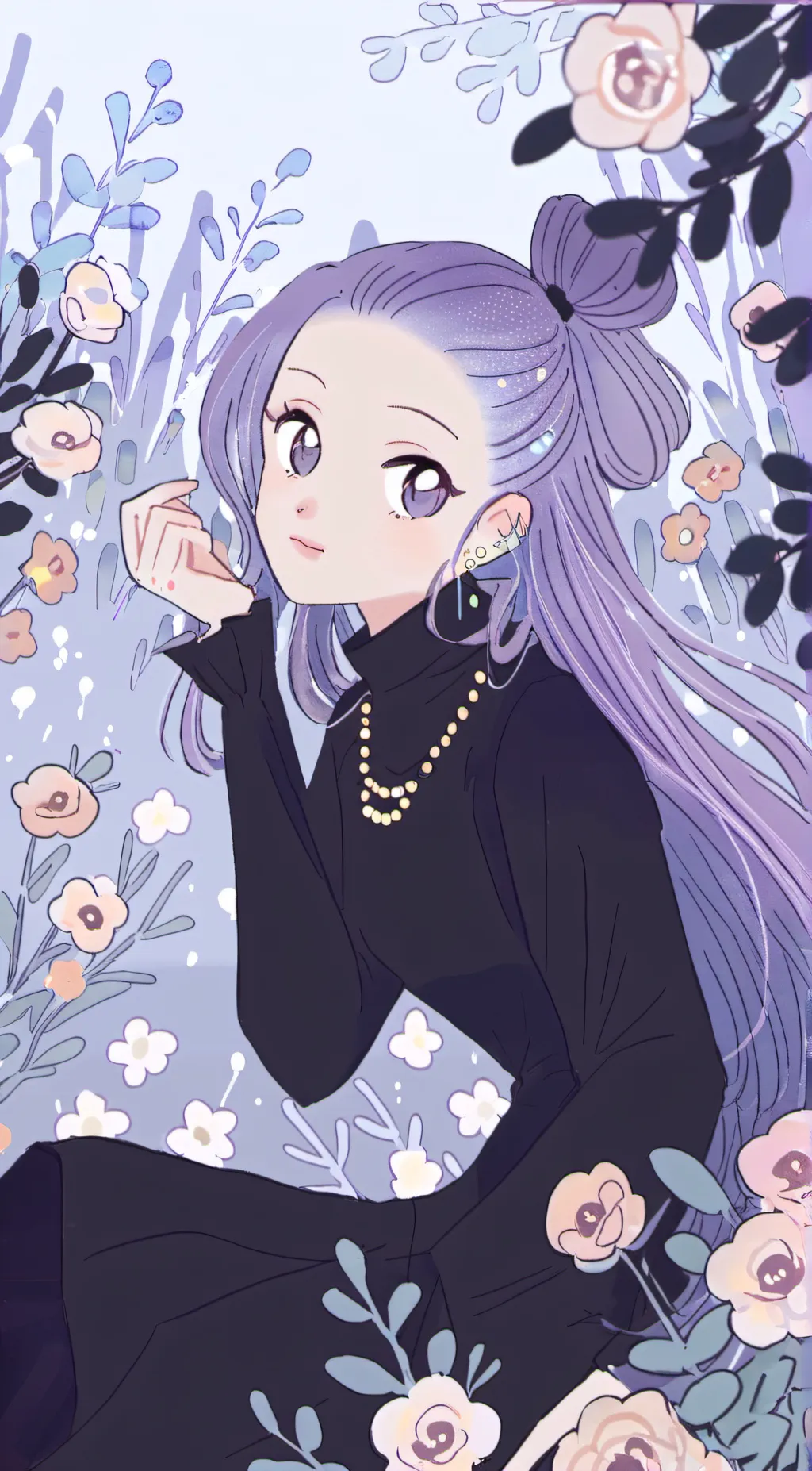 ai character: Violet background