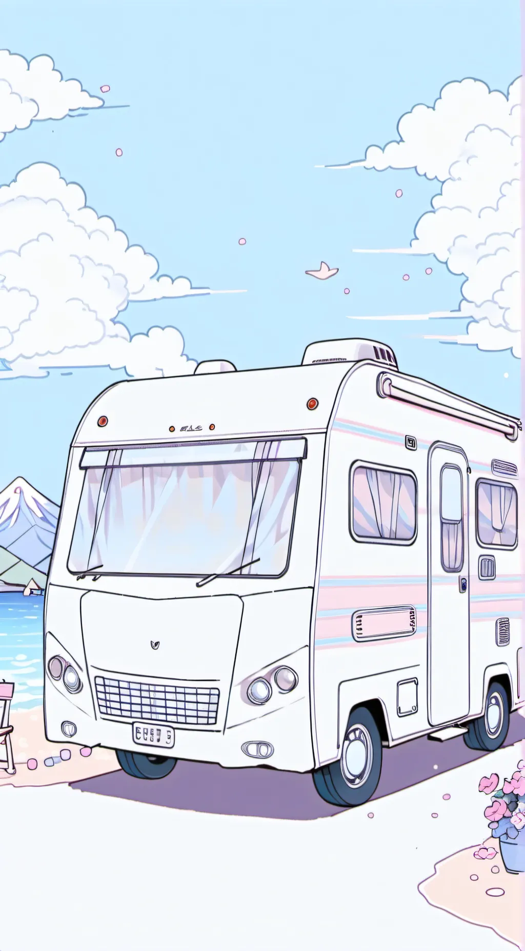 ai character: H.H road trip  background