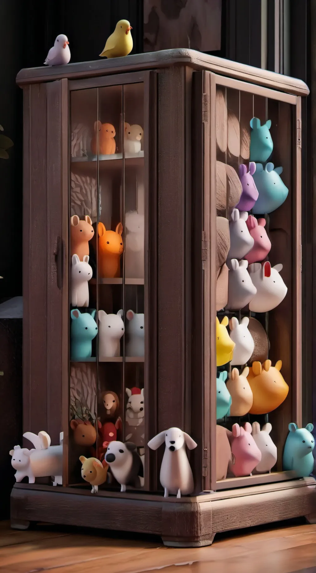 ai character: •Smiling critters background