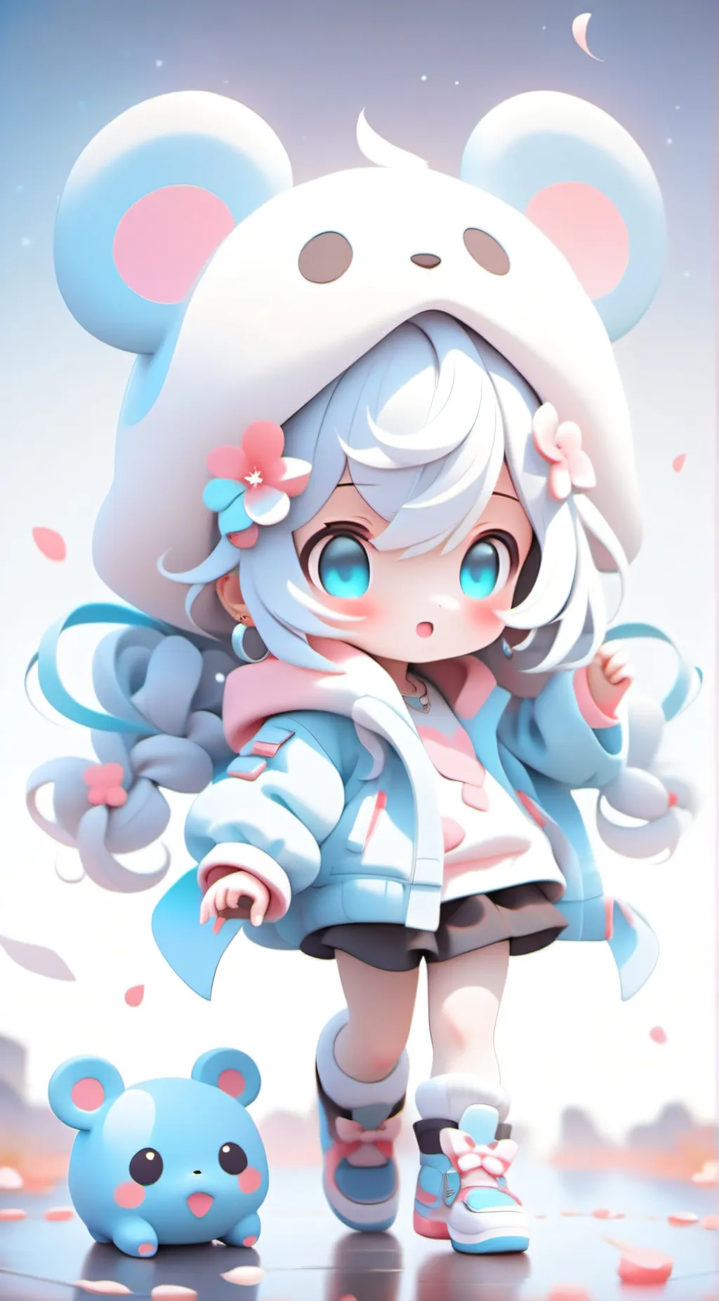 ai character: strawberry background