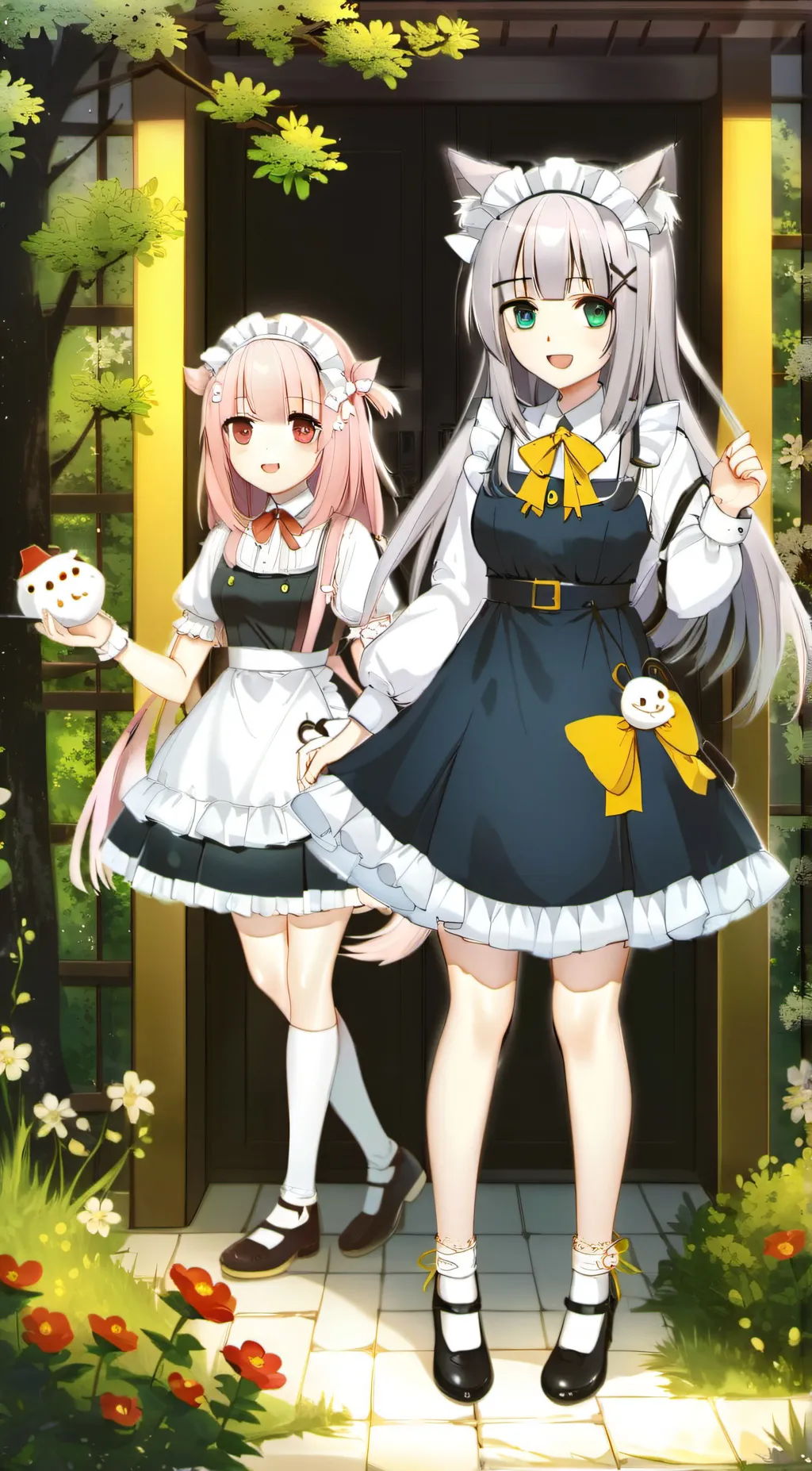 ai character: neko sisters maid background