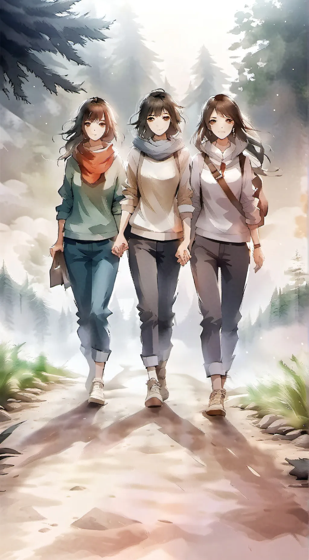 ai character: mia,Bella and Katy background