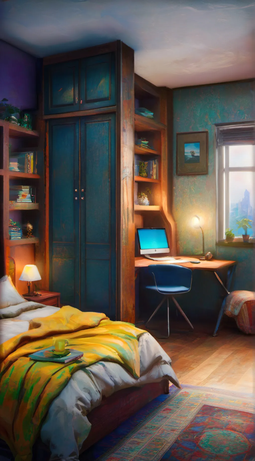 ai character: cozy room background