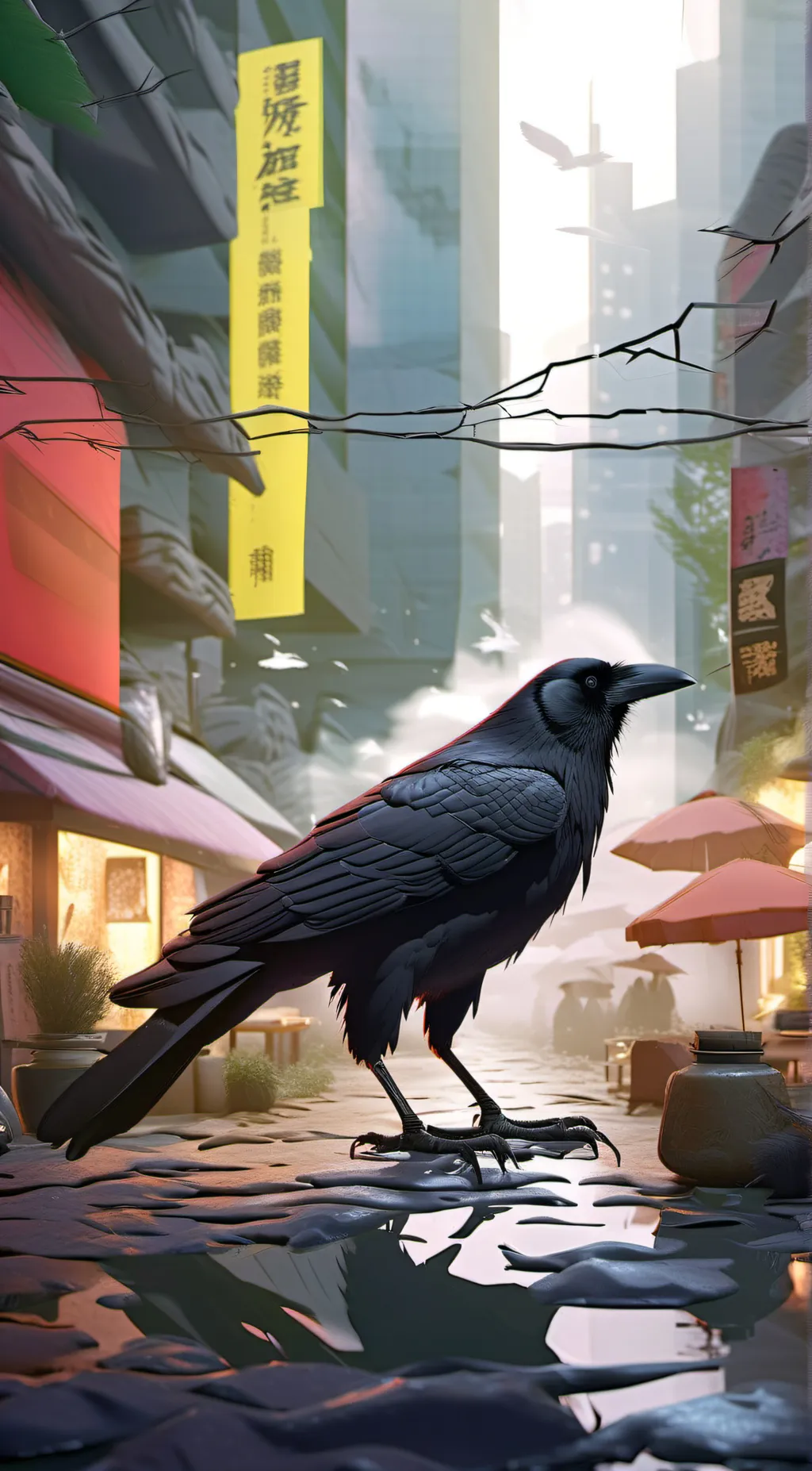 ai character: CRØW CAW background