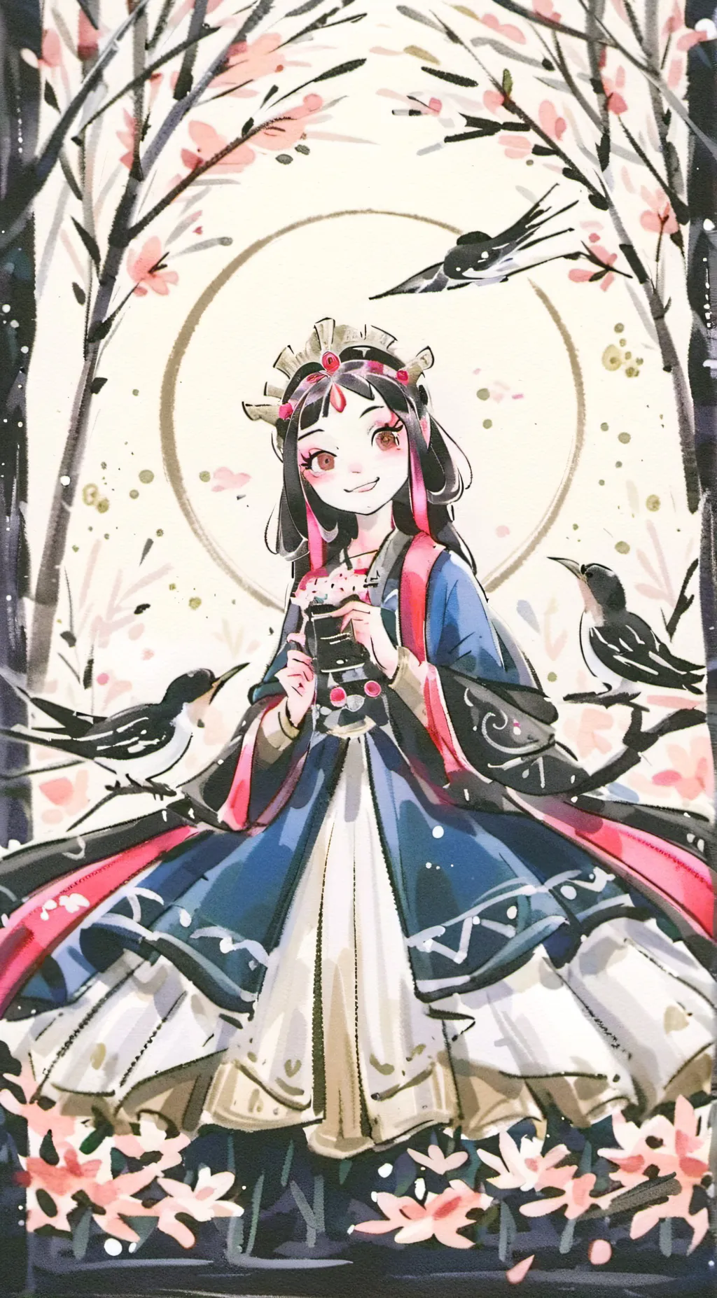 ai character: bird girl background