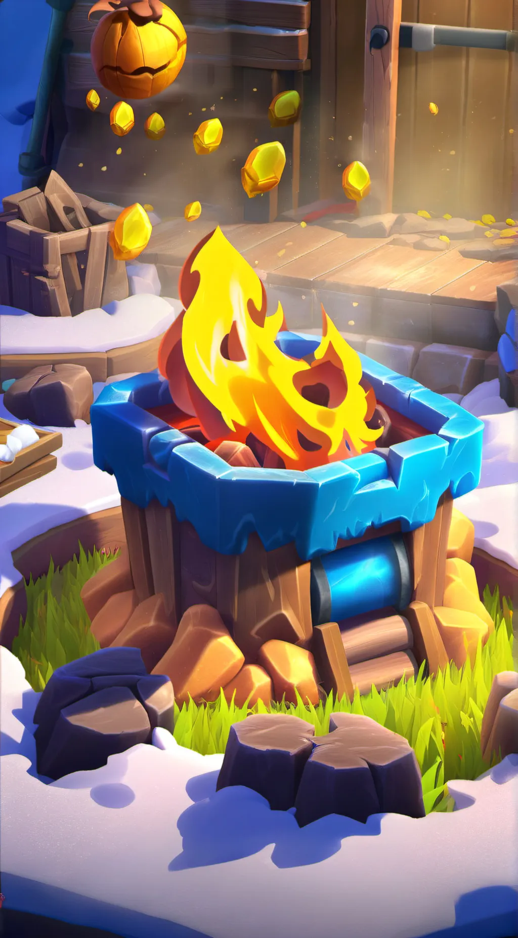 ai character: Fire background