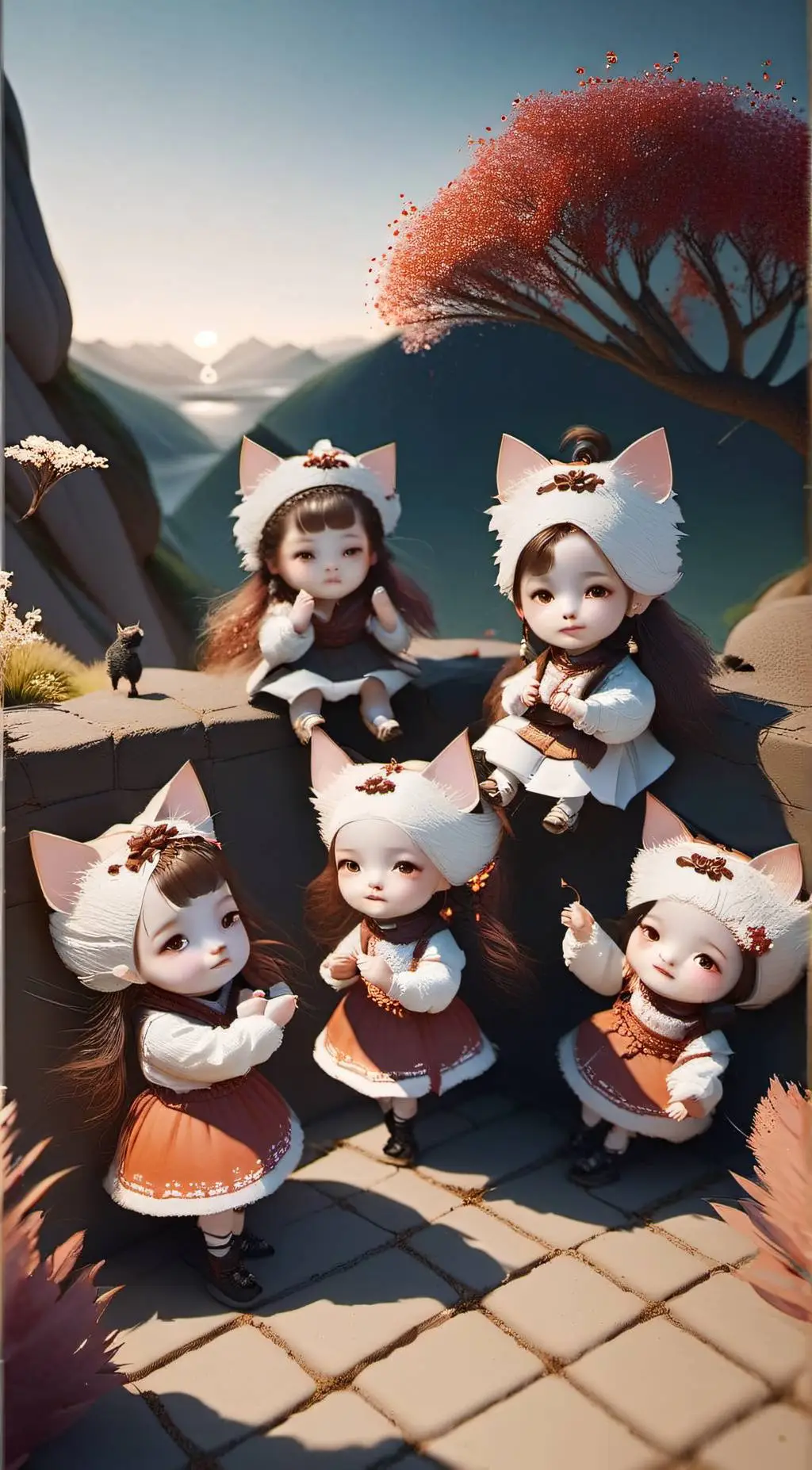 ai character: Five Kitten-Girls background